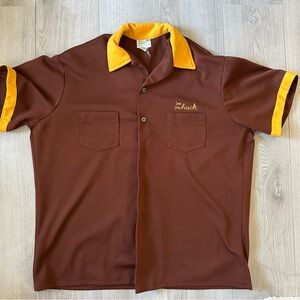 Vintage Brown and Yellow Men's Bowling Shirt
